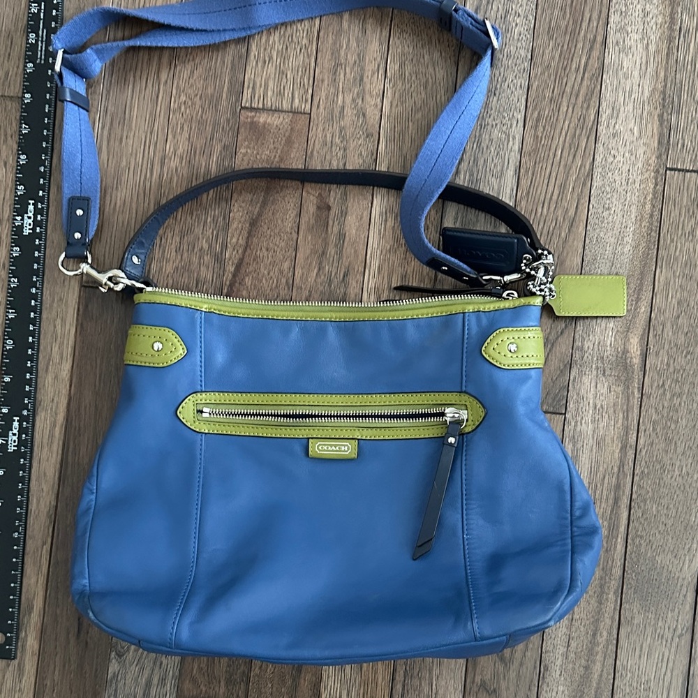 Coach all LEATHER Blue and Green Shoulder Bag